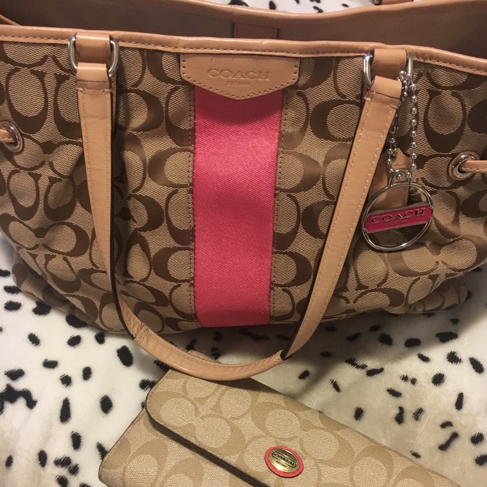Coach Jacquard Shoulder Bag & Canvas Wallet💞
